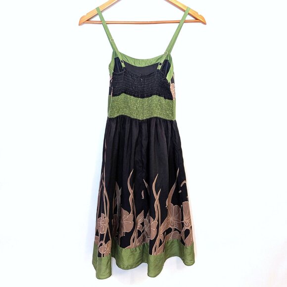Hype | Anthropologie 100% Silk Fundamentals Knee Length Green Dress | Size 0 - Picture 6 of 12